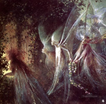 妖精 Painting - ジョン・アンスター・フィッツジェラルドとフィッツジェラルドの子供のためのゴシックアーチを通して見る妖精